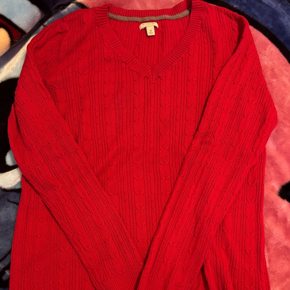 Chic Red V-Neck Sweater